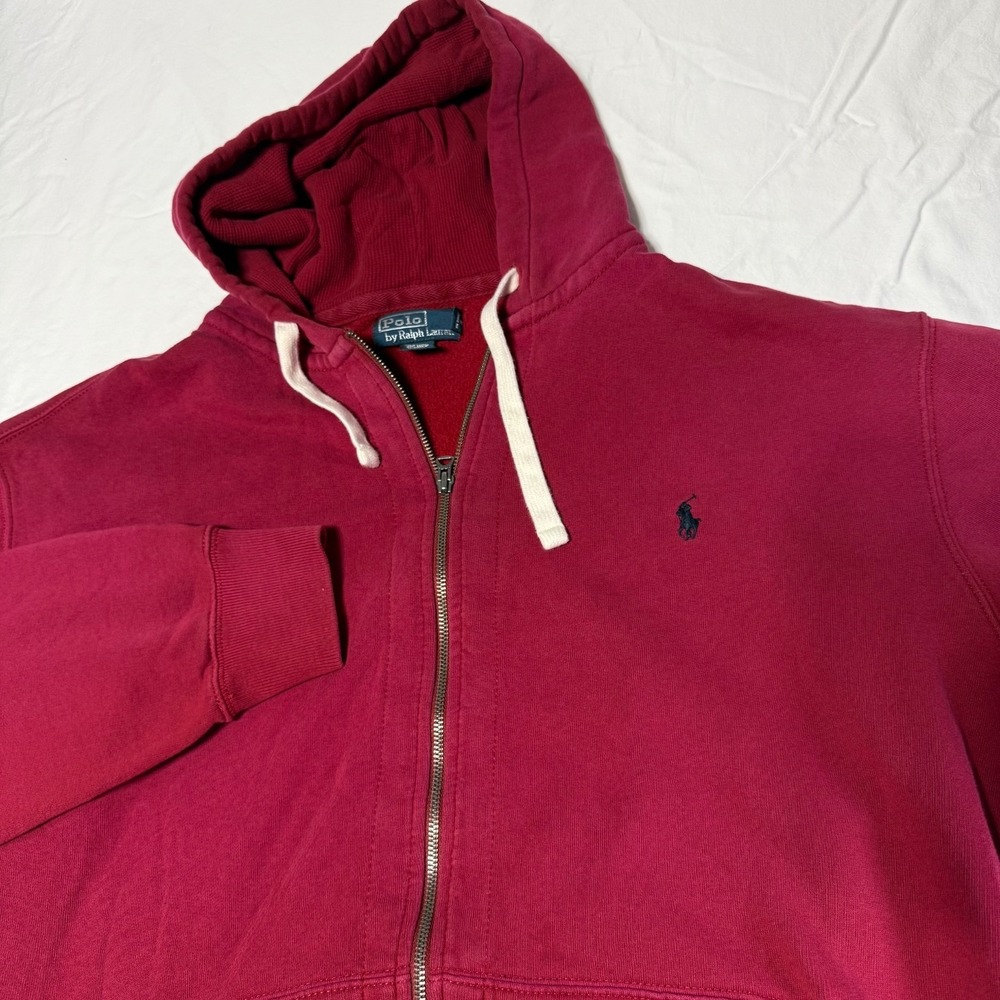 Polo Ralph Lauren Full Zip Hoodie Mens XLT Tall Red Cotton Blend Pony Logo